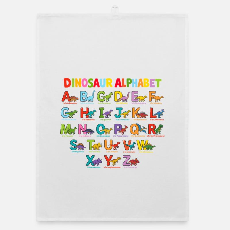 Dinosaur Alphabet ABC Poster Nursery Dino Organic dish towel