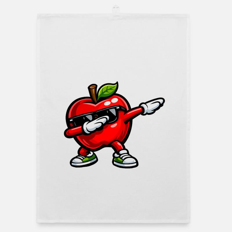 Dabbing Roter Apfel Organic Geschirrtuch