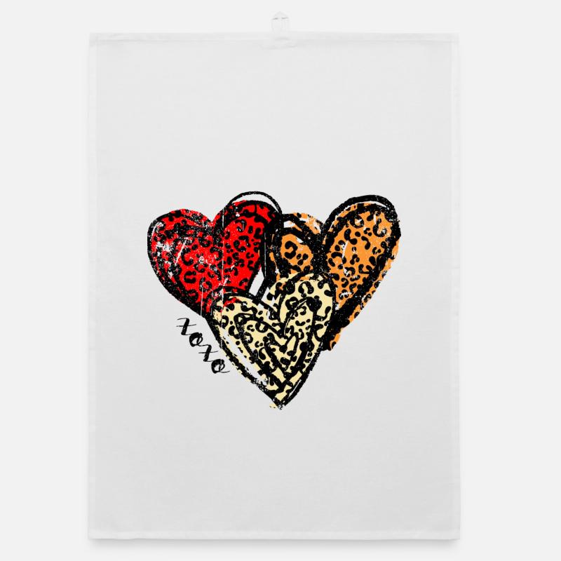 Leopard Hearts Trio Organic dish towel