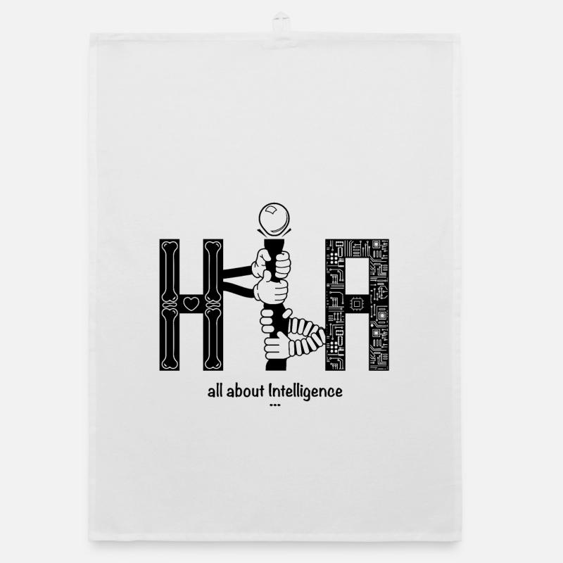 Human vs Artificial Intelligence AI - Organic dish towel - white