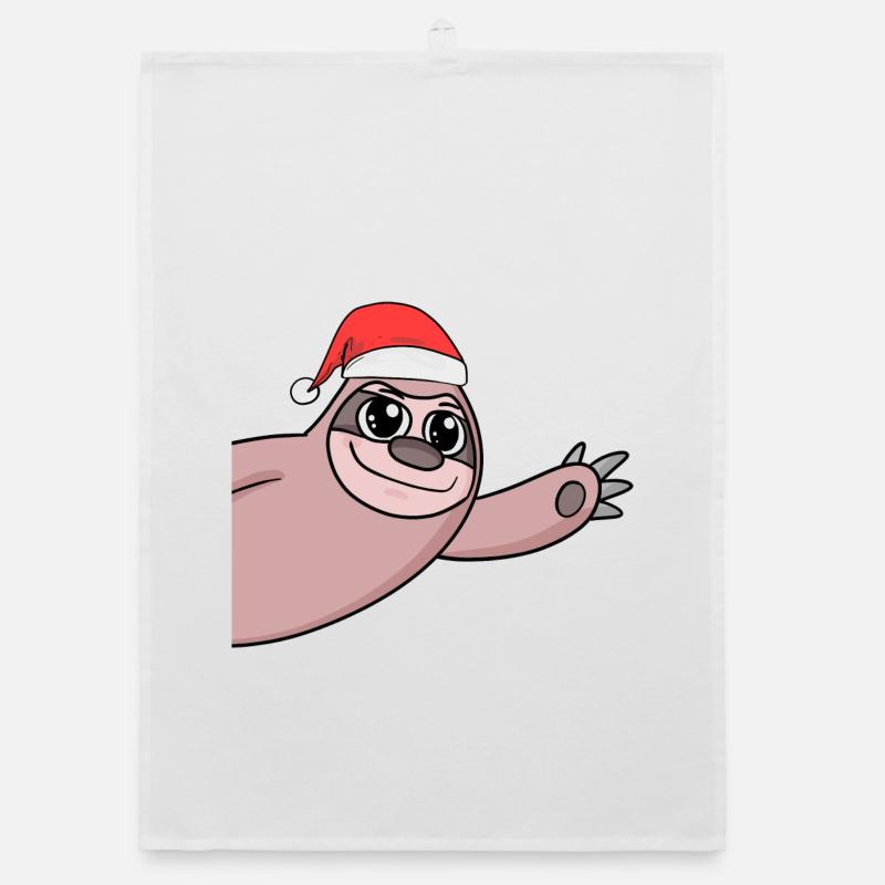 Sloth Christmas Hello Greeting Organic dish towel