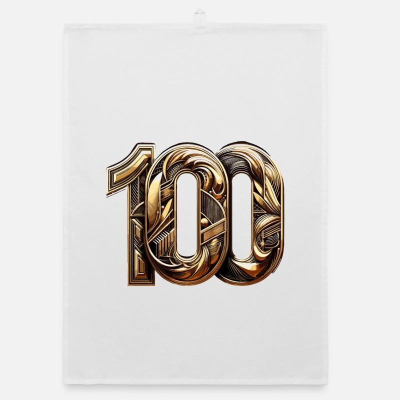 100 ans or moderne 100e cadeau d’anniversaire Torchon bio