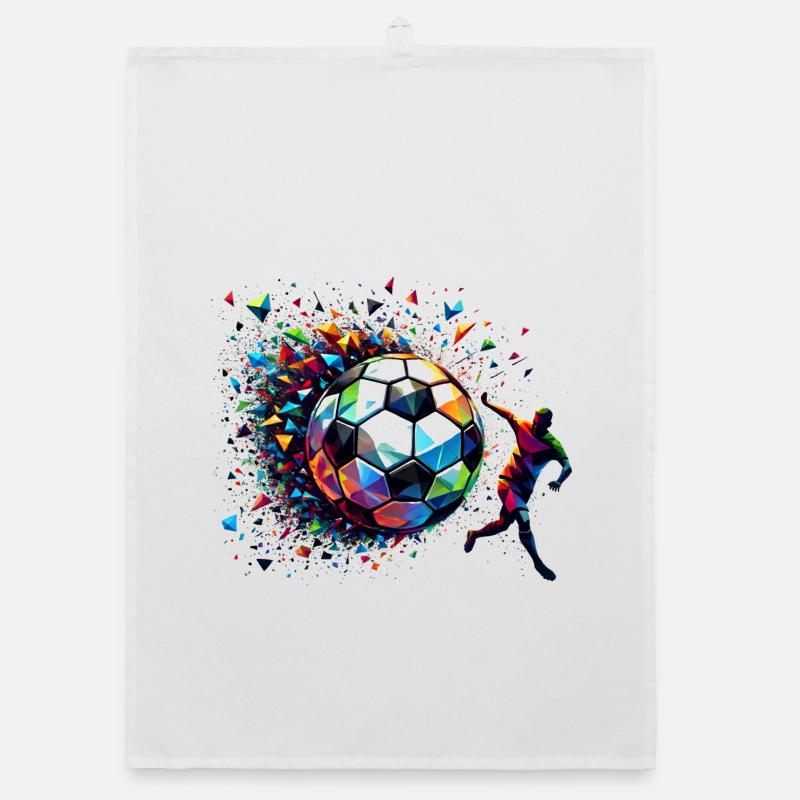 dynamic soccer player playing soccer Organic dish towel