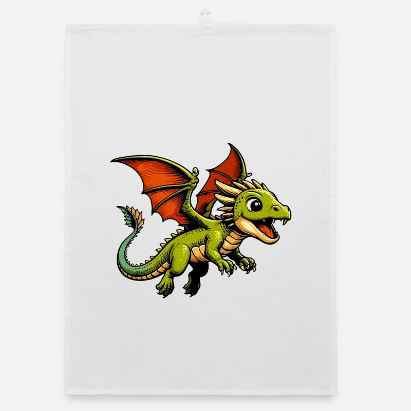 Drache - Organic Geschirrtuch - Weiß