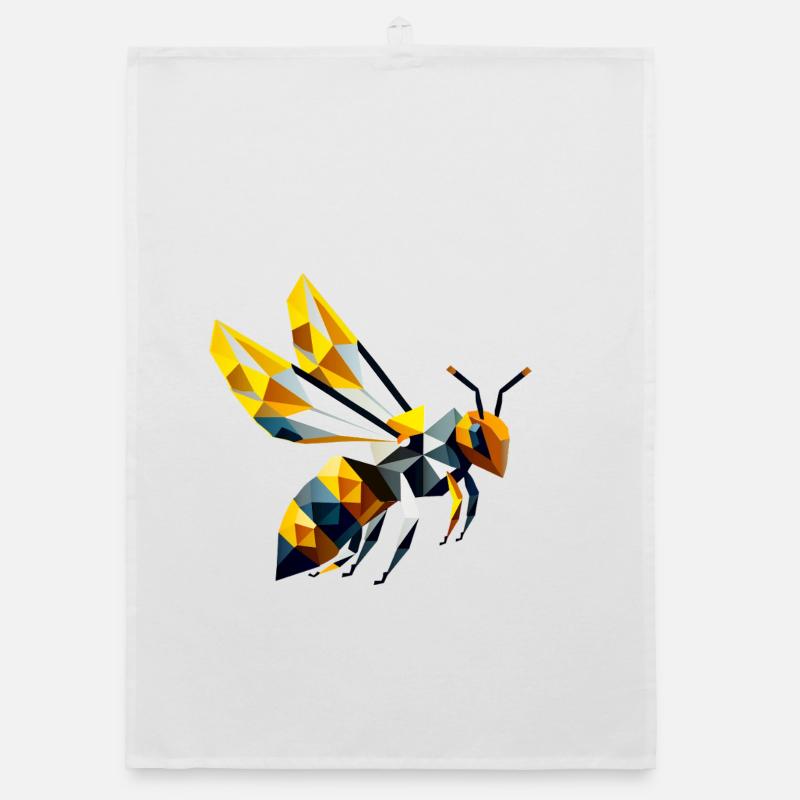 abeille géométrique, dans le style polygonal moderne Torchon bio