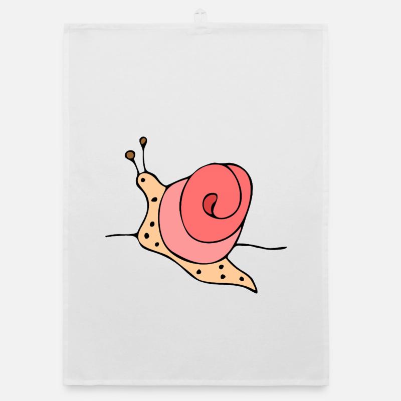Stylized snail on pink background Organic dish towel