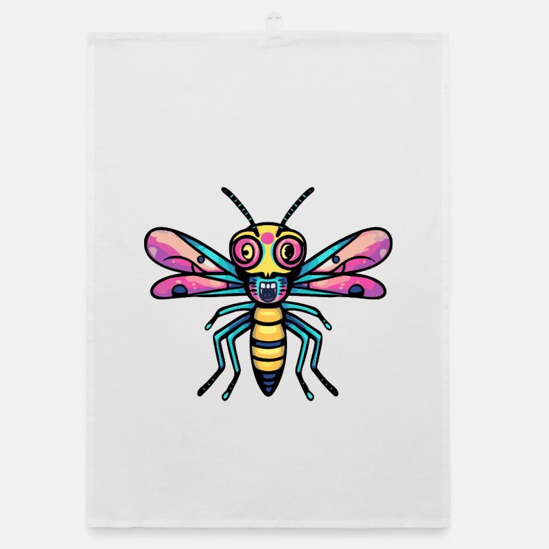 Dragonfly Halloween Comic Funny Organic dish towel