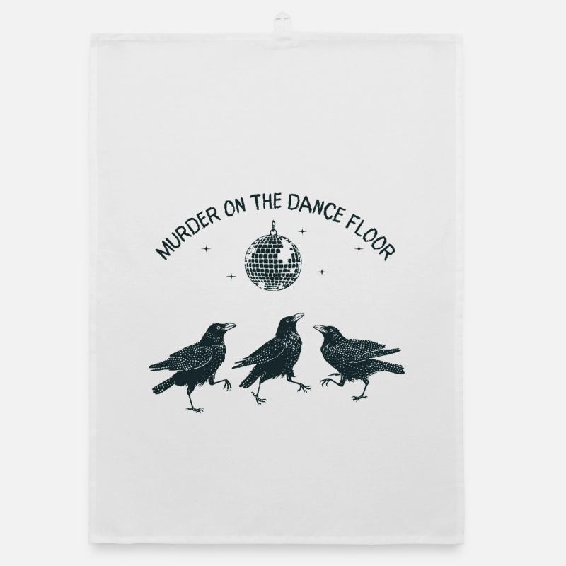 Murder on the Dance Floor Crows Organic dish towel