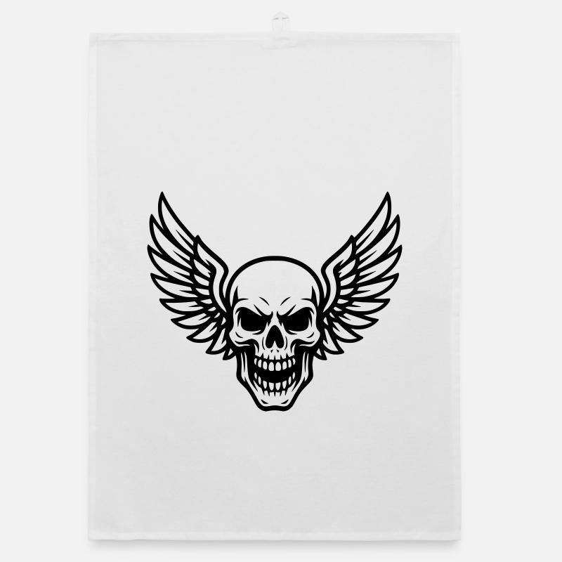 Skull with wings Organic dish towel