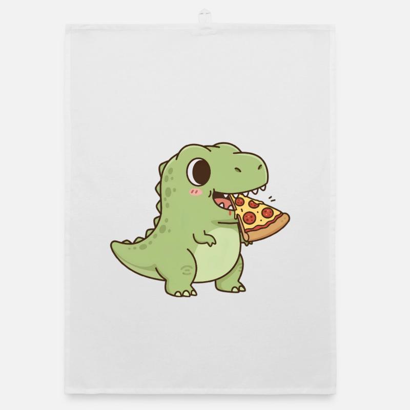 T-Rex isst Pizza Organic Geschirrtuch