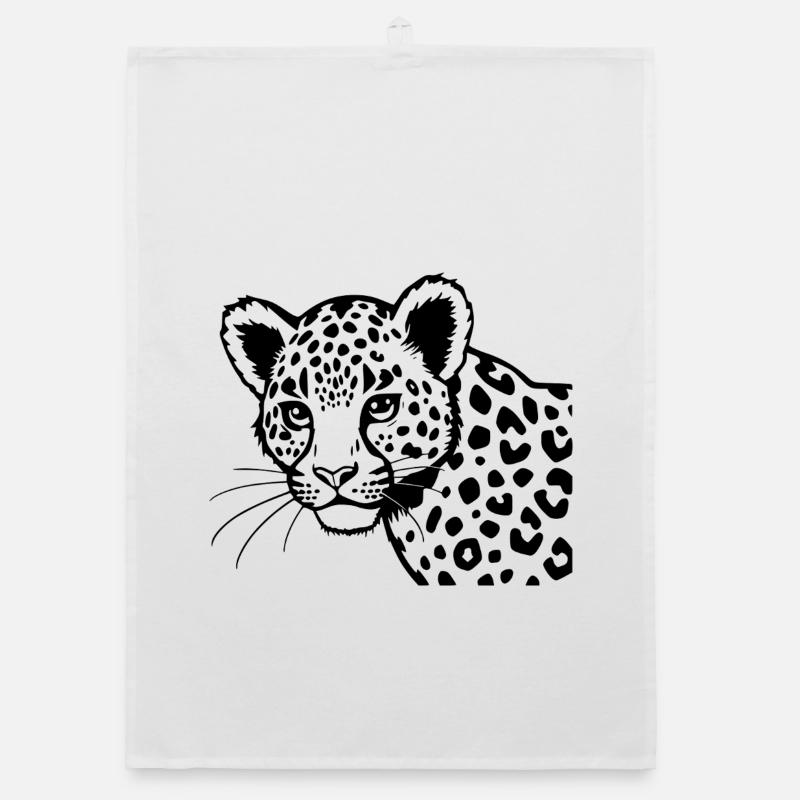 Leopard schwarz Geschenk Weihnachten  Organic Geschirrtuch