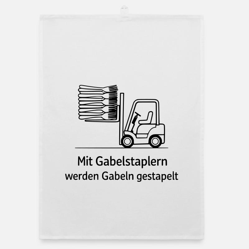 gabelstapler wortwitz gabel stapeln Organic Geschirrtuch