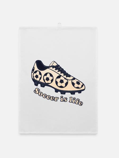Soccer – Soccer is Life Design - Organic dish towel - white - Front