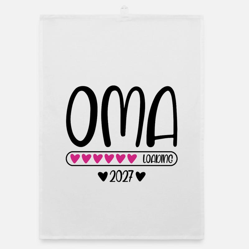 Oma 2027 loading mit Herzchen Ladebalken Organic Geschirrtuch