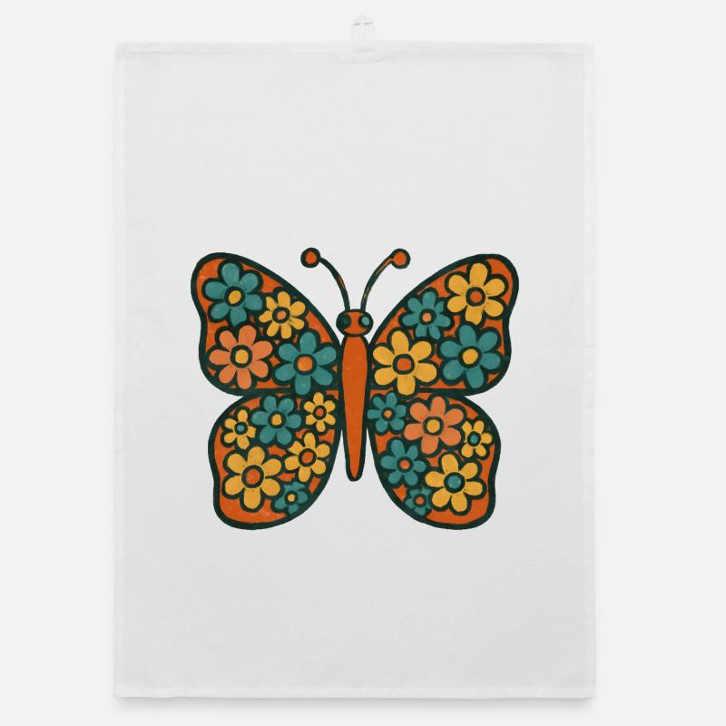 Schmetterling mit Blumenmuster Organic Geschirrtuch