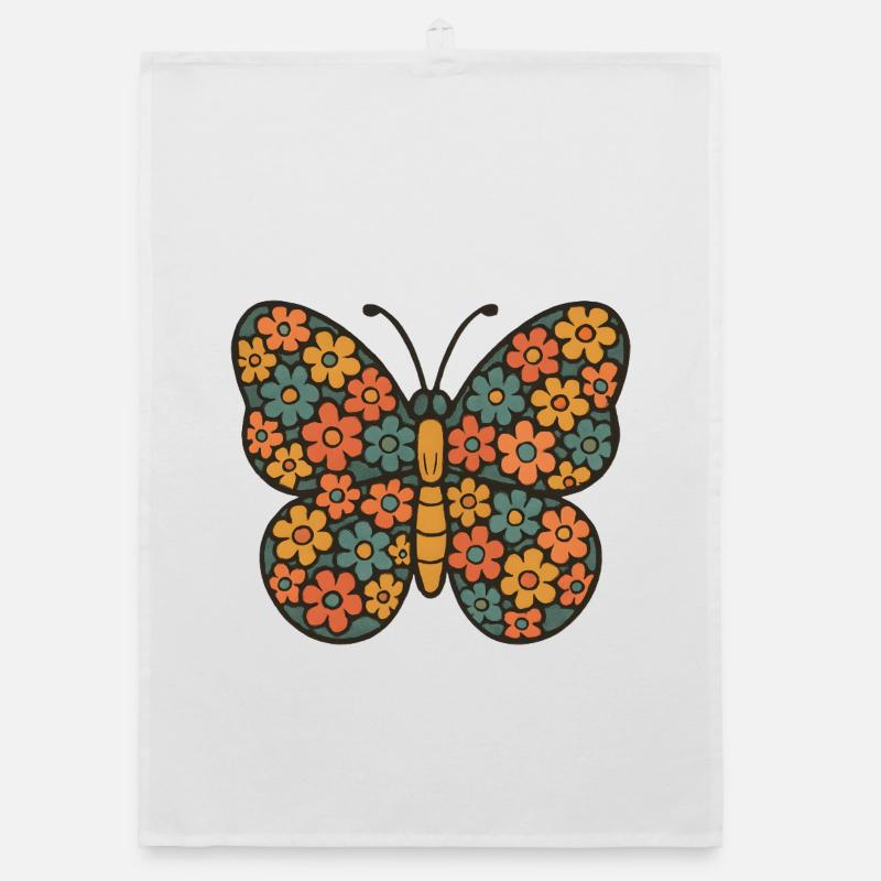 Flower Butterfly Pattern Organic dish towel