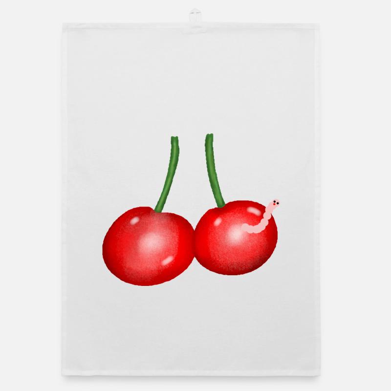 Cherries Cartoon Worm Fruit Cherry Organic dish towel