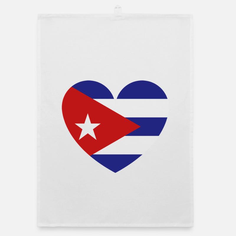 Heart Cuba Flag Organic dish towel