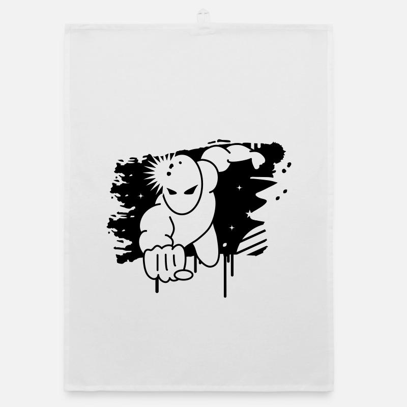 Superhero graffiti Organic dish towel