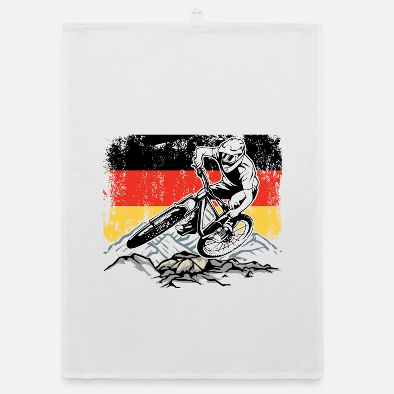 Abfahrtsfahrer mit deutscher Flagge Organic Geschirrtuch