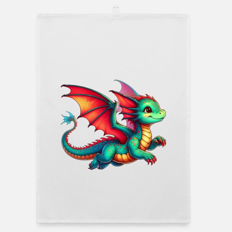 Drache - Organic Geschirrtuch - Weiß