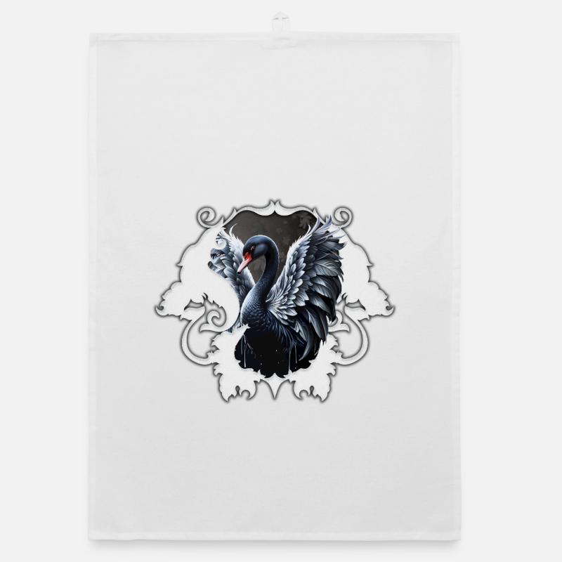 Im Schatten der Eleganz: Ein schwarzer Schwan. Organic Geschirrtuch