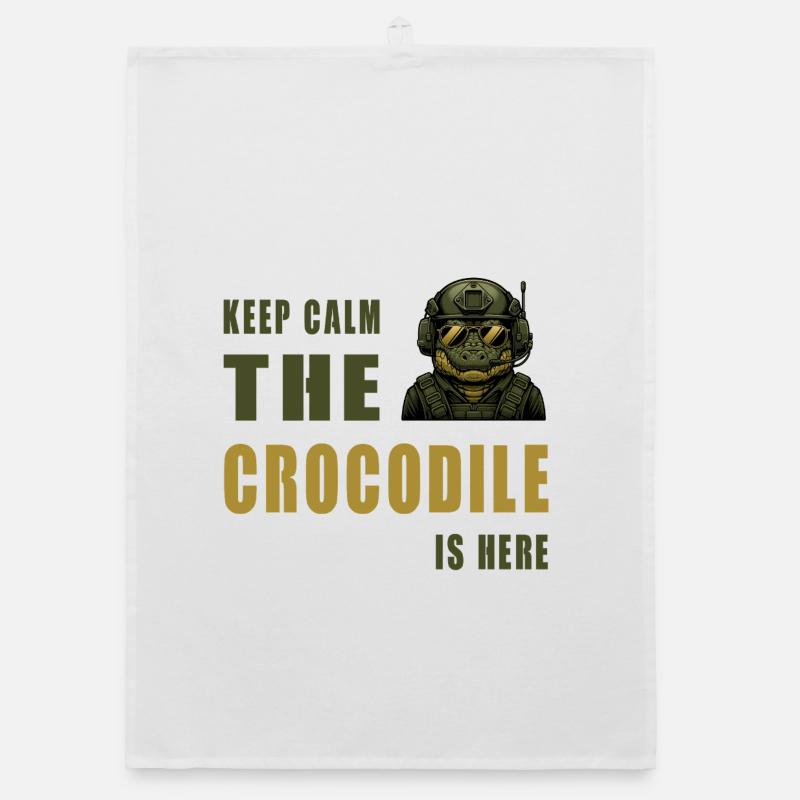 Crocodile in Action – Keep Calm Organic dish towel