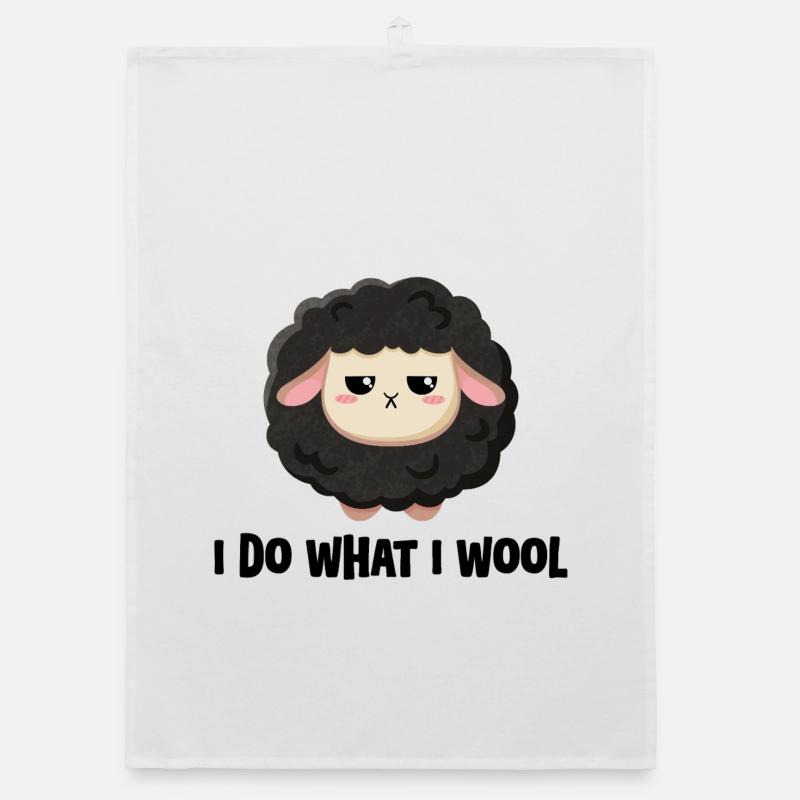 Cute black sheep grumpy with saying Organic dish towel