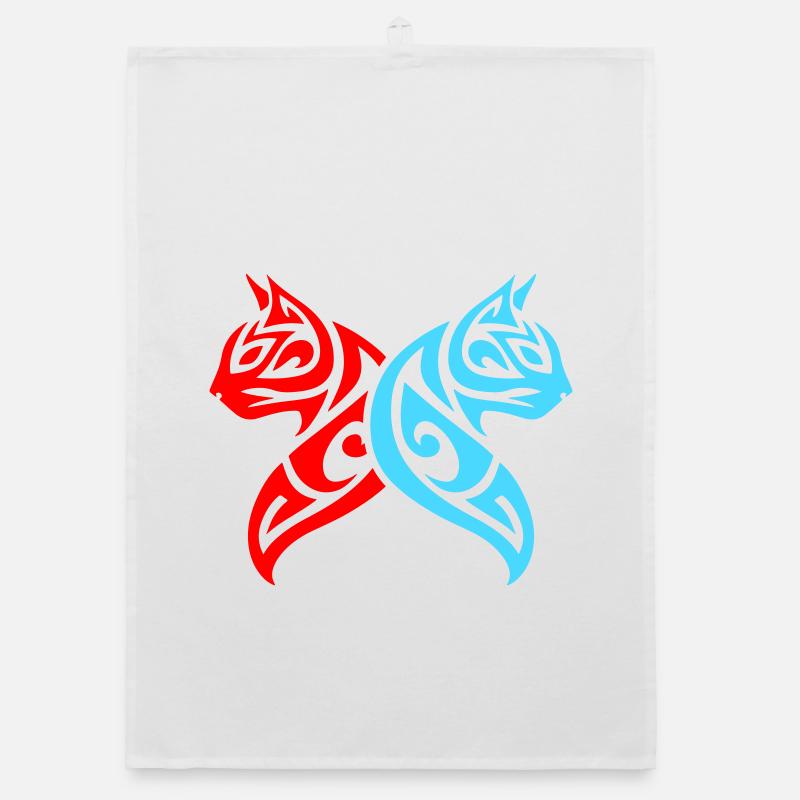 Cats Tribal Cat Design Organic dish towel