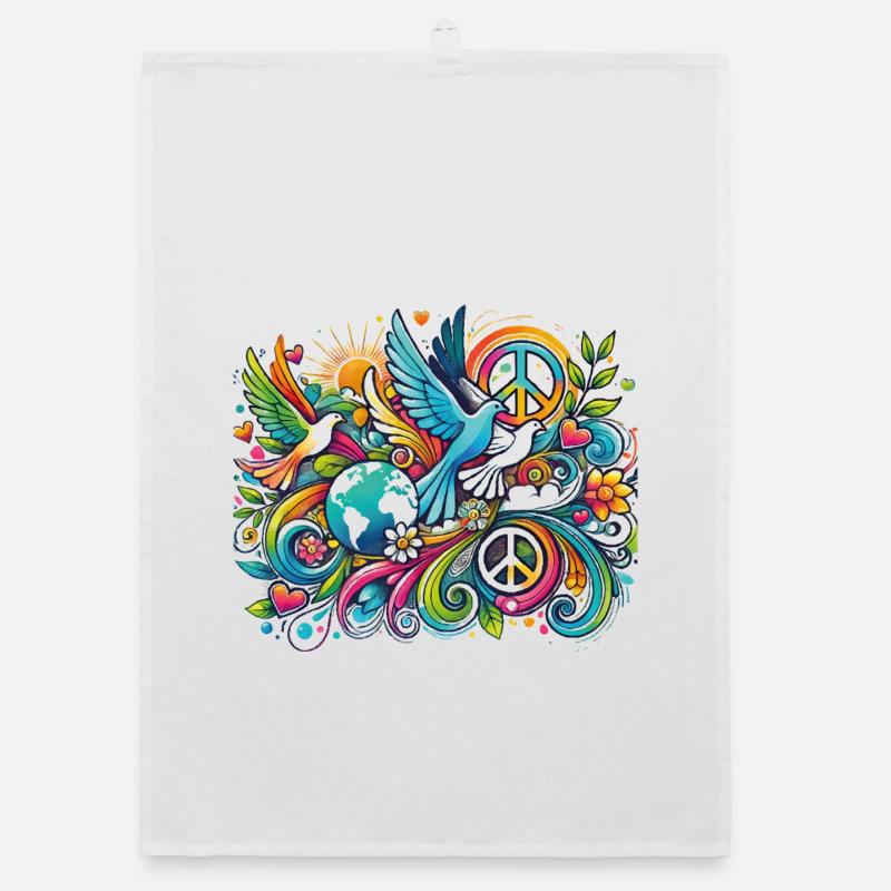 Farbexplosion Friedensvogel- Tag des Friedens Organic Geschirrtuch