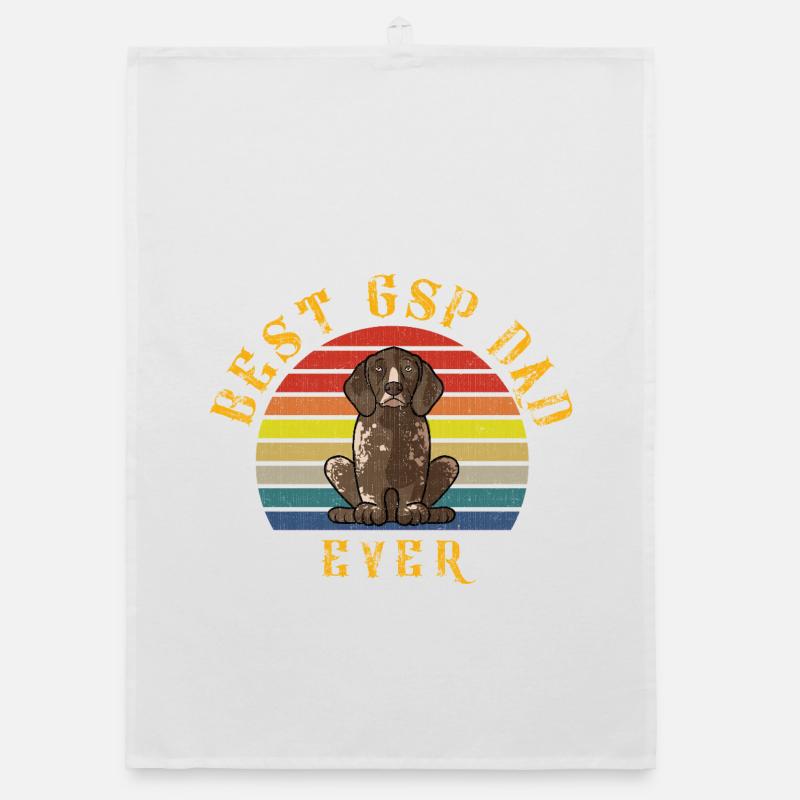 Best GSP Dad Ever German Shorthaired Pointer Retro Organic dish towel