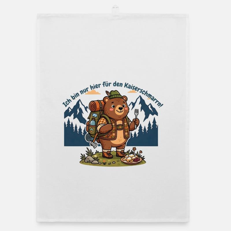 Kaiserschmarrn Wanderbär - Lustiges Wandershirt - Organic Geschirrtuch - Weiß