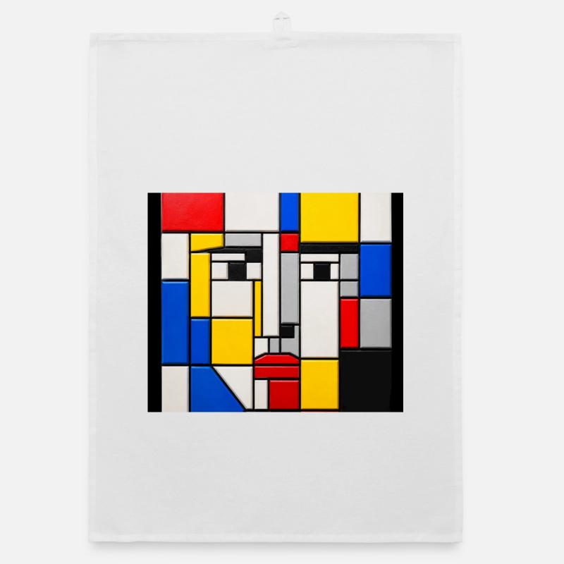 Mondrian Face Mosaic Organic dish towel