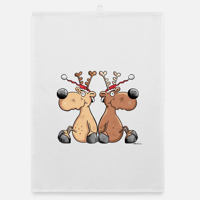 Christmas Reindeers Organic dish towel