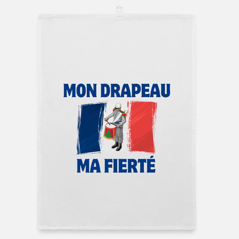 Français, drapeau Français, vive la France - Torchon bio - blanc