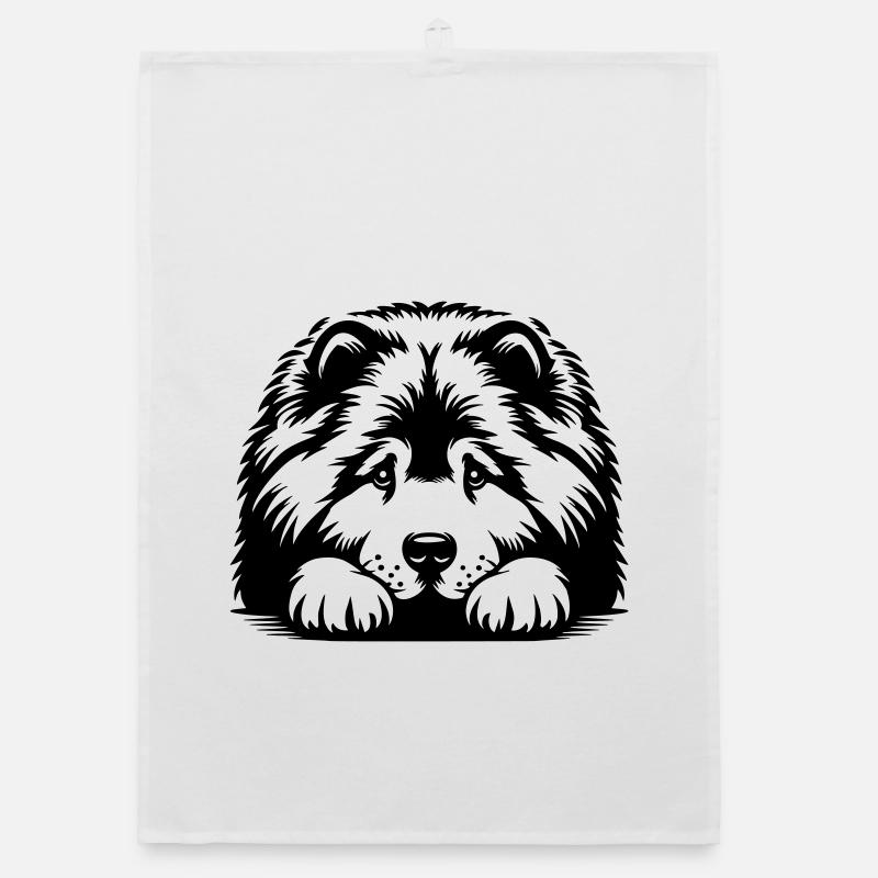 Chow Chow Head with Paws Organic dish towel