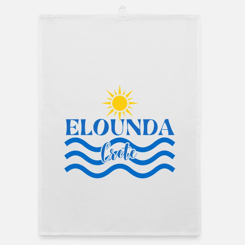 Elounda Crète Conception du soleil et des vagues Torchon bio