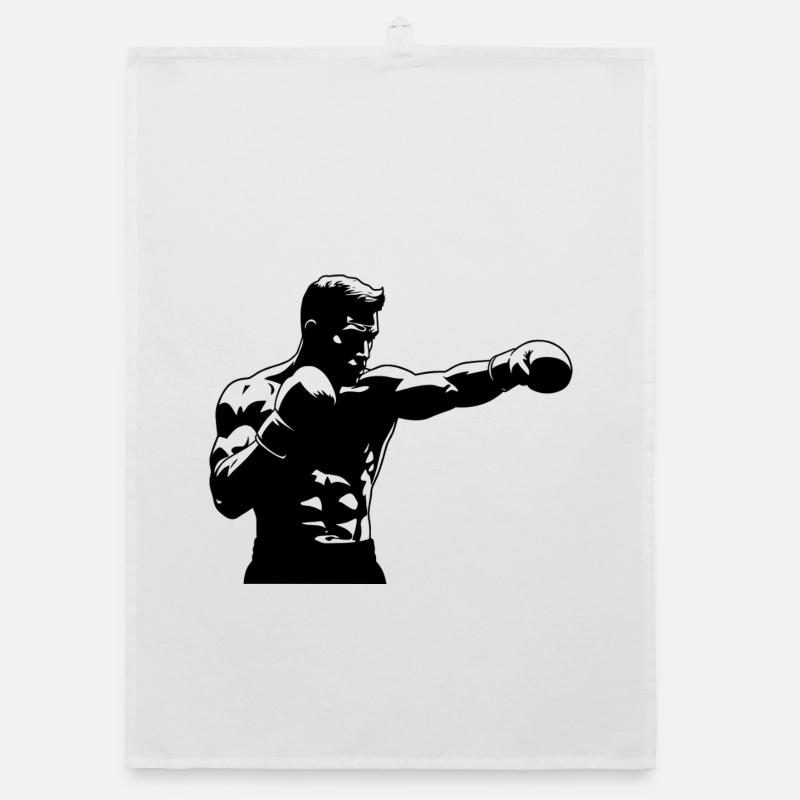 Boxer avec coup de poing - Torchon bio - blanc