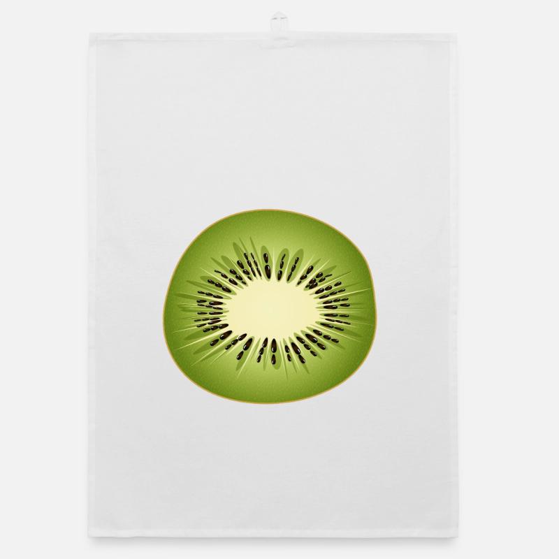 Kiwi slice as a fresh fruit motif Organic dish towel