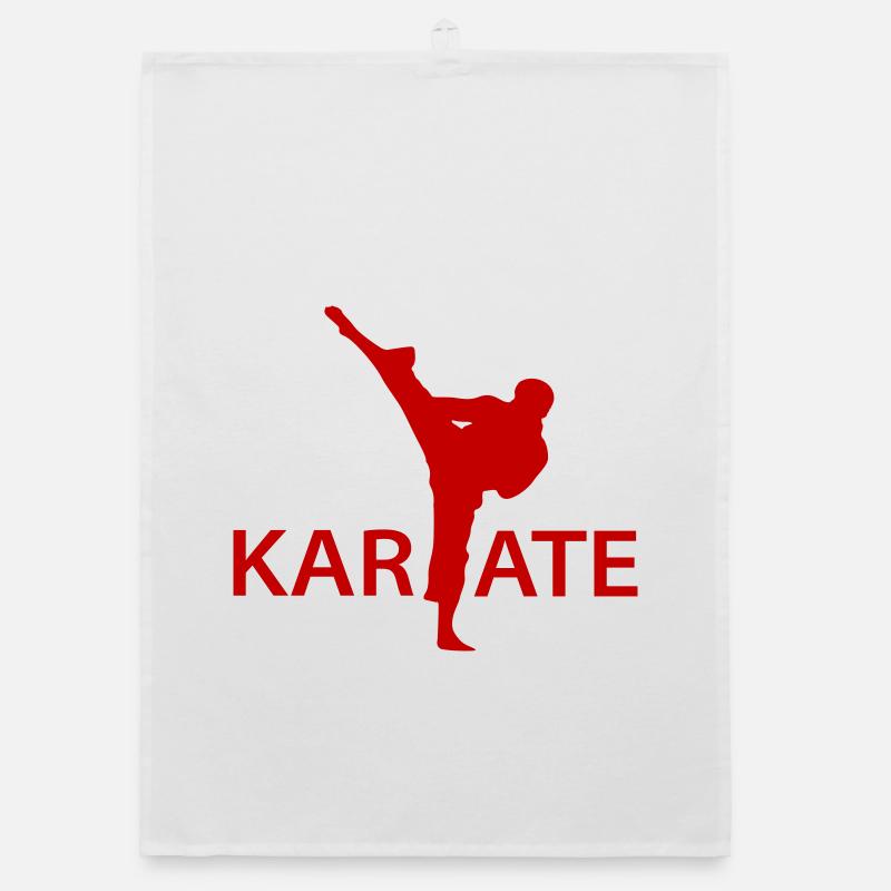  Karate Kick Silhouette - Organic Geschirrtuch - Weiß