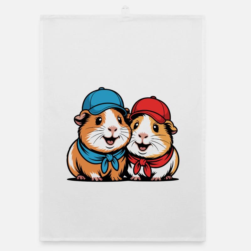 Amis cochons d’Inde mignons – Motif drôle d’animal Torchon bio