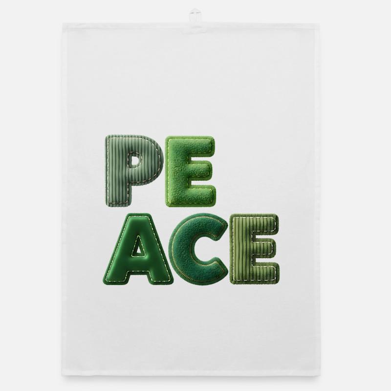 Lettrage nature vert patchwork de paix Torchon bio