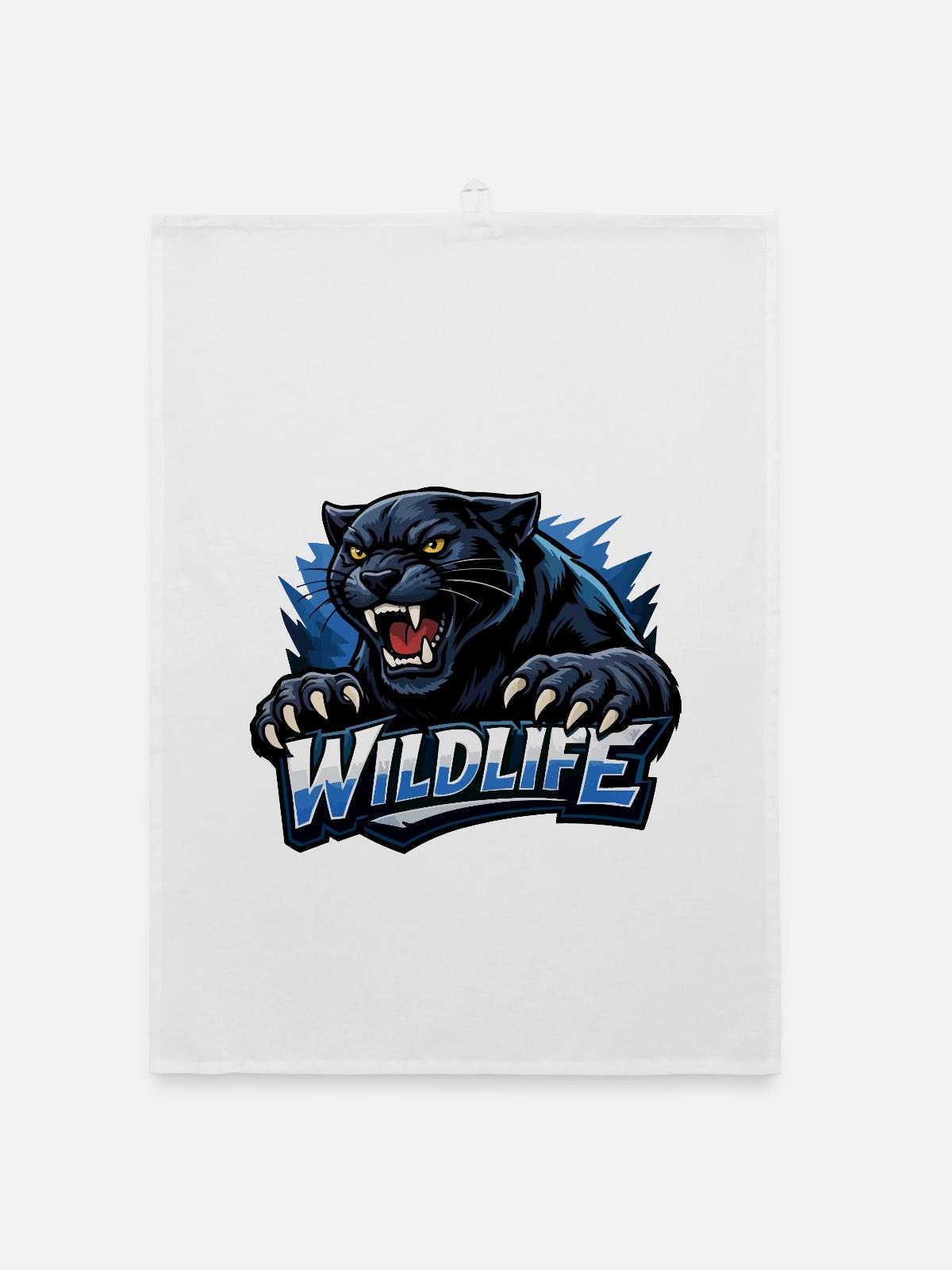 Panther Wildlife Logo - Organic Geschirrtuch - Weiß - Vorne