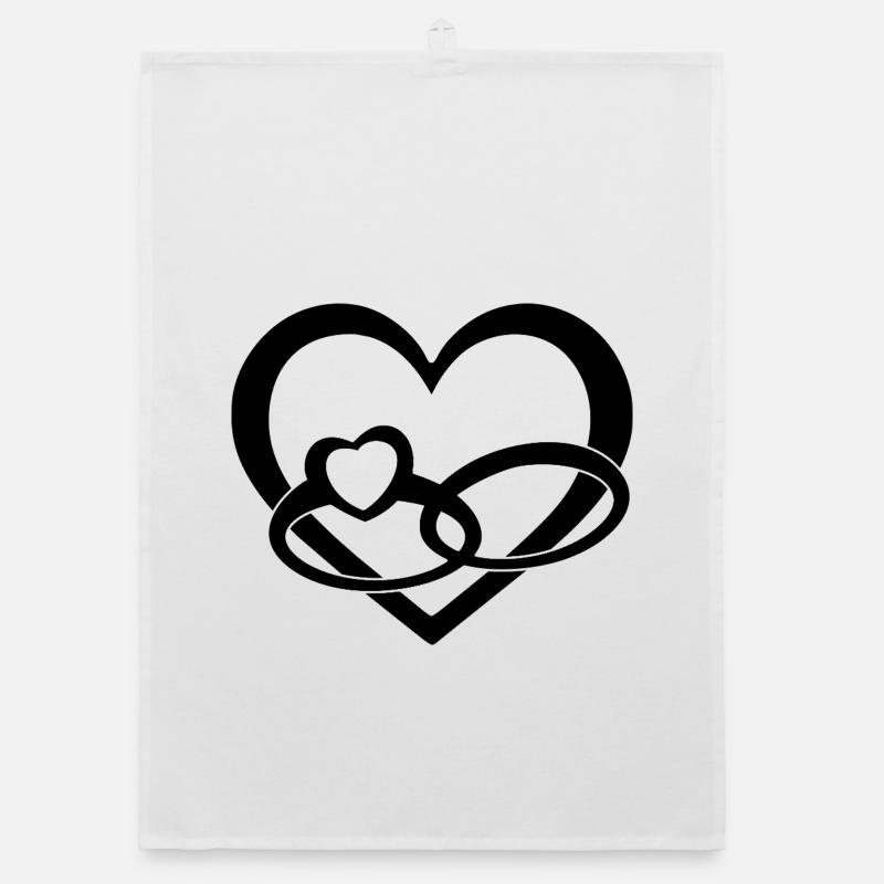 Schwarzes Herz & Eheringe - Liebe & Hochzeit  Organic Geschirrtuch