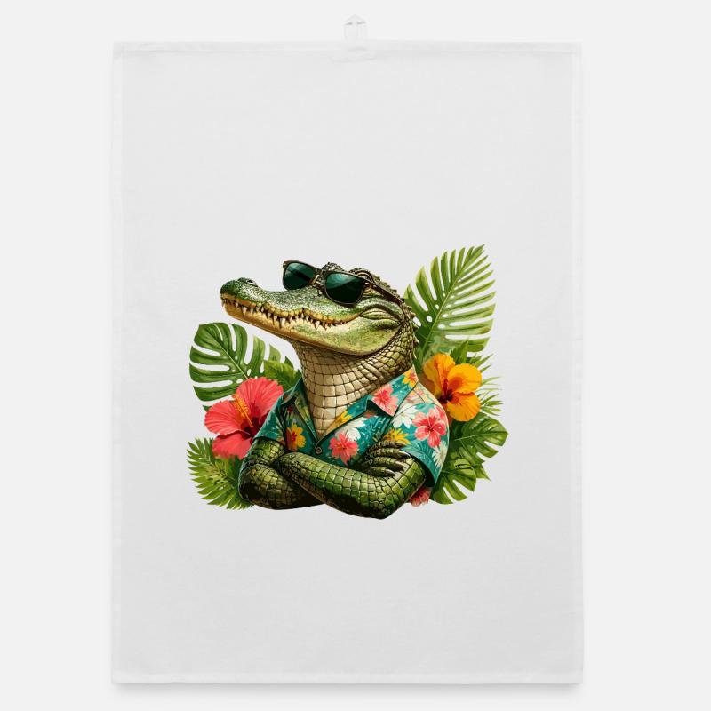 Alligator Hawaii-Look Organic Geschirrtuch