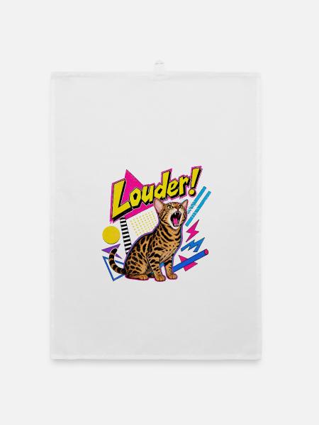 Shrill 90s Memphis Bengal Cat - Organic dish towel - white - Front