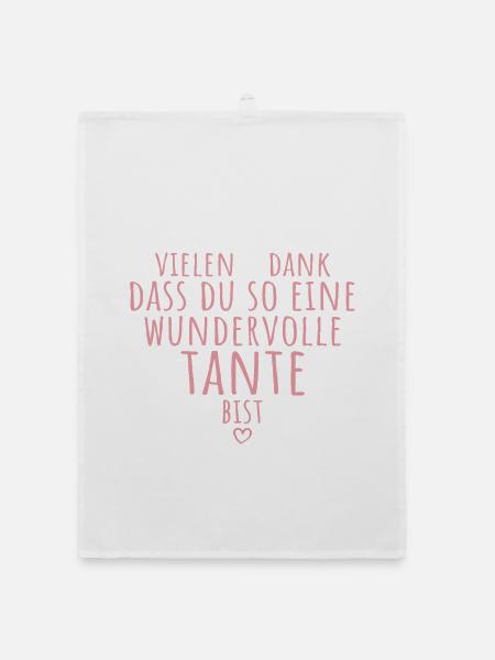Beste Tante Herz Dankeschön Patentante Geschenk - Organic Geschirrtuch - Weiß - Vorne