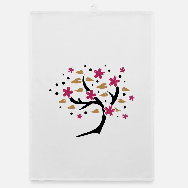 stylized cherry blossom tree in spring Organic dish towel
