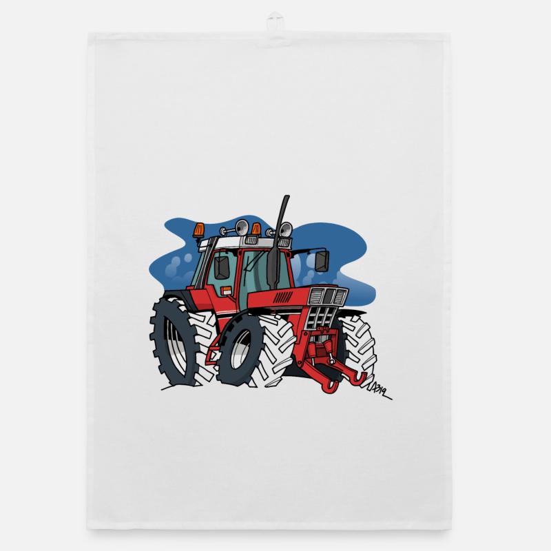 0871 IH tractor - Organic dish towel - white