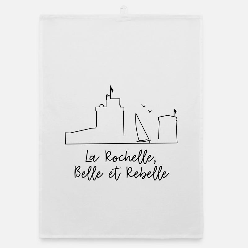 La Rochelle design noir by Nicolas Poitevin - Torchon bio - blanc